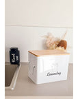 Laundry Powder Tin With Bamboo Lid White - LAUNDRY - Accessories - Soko and Co