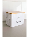 Laundry Powder Tin With Bamboo Lid White - LAUNDRY - Accessories - Soko and Co