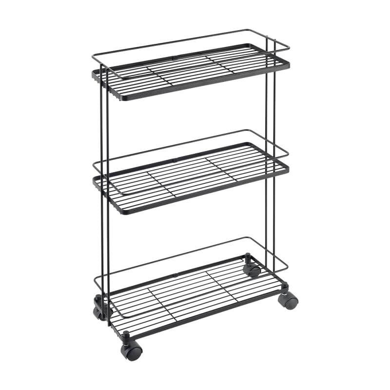 Lava 3 Tier Narrow Storage Trolley Black - HOME STORAGE - Storage Trolleys - Soko and Co