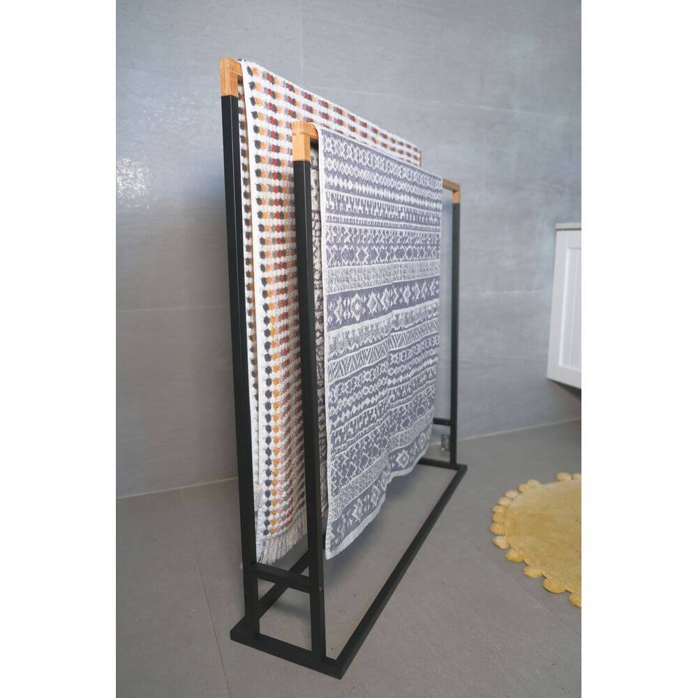 Limited Edition Wide Towel Rack Pine and Matte Black - BATHROOM - Towel Racks - Soko and Co