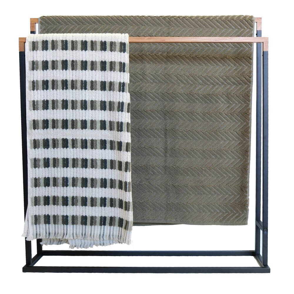 Limited Edition Wide Towel Rack Pine and Matte Black - BATHROOM - Towel Racks - Soko and Co