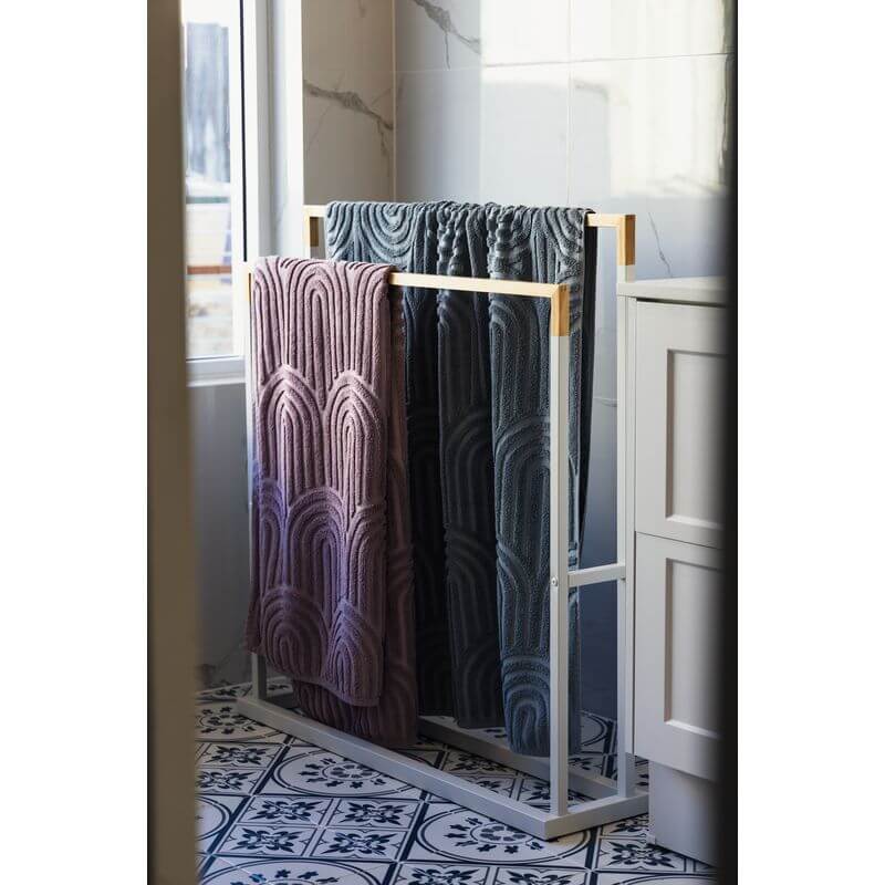 Limited Edition Wide Towel Rack Pine and Matte White - BATHROOM - Towel Racks - Soko and Co