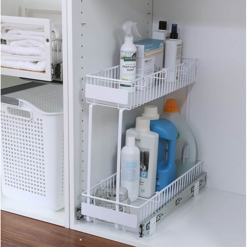 Medium 2-Tier Pull Out Drawer White - KITCHEN - Shelves and Racks - Soko and Co