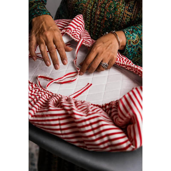 Medium Provincial Stripe Ironing Board Cover Red