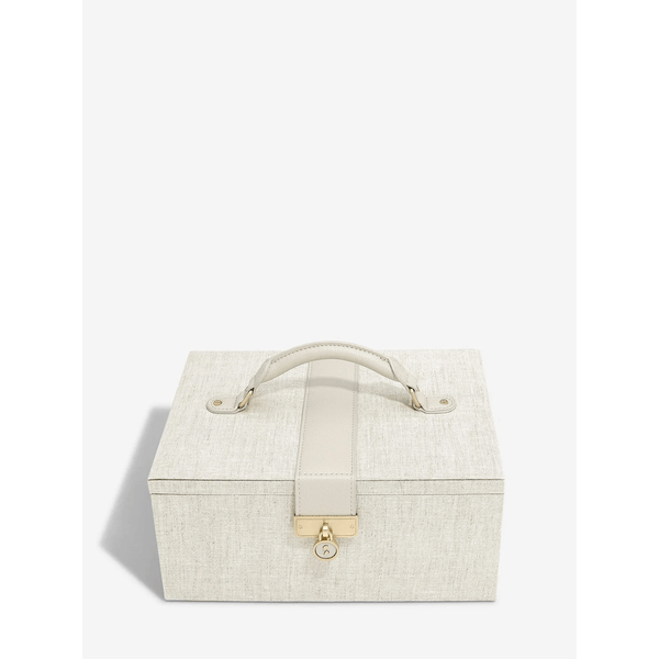 Oatmeal Linen Classic Two Tone Jewellery Box