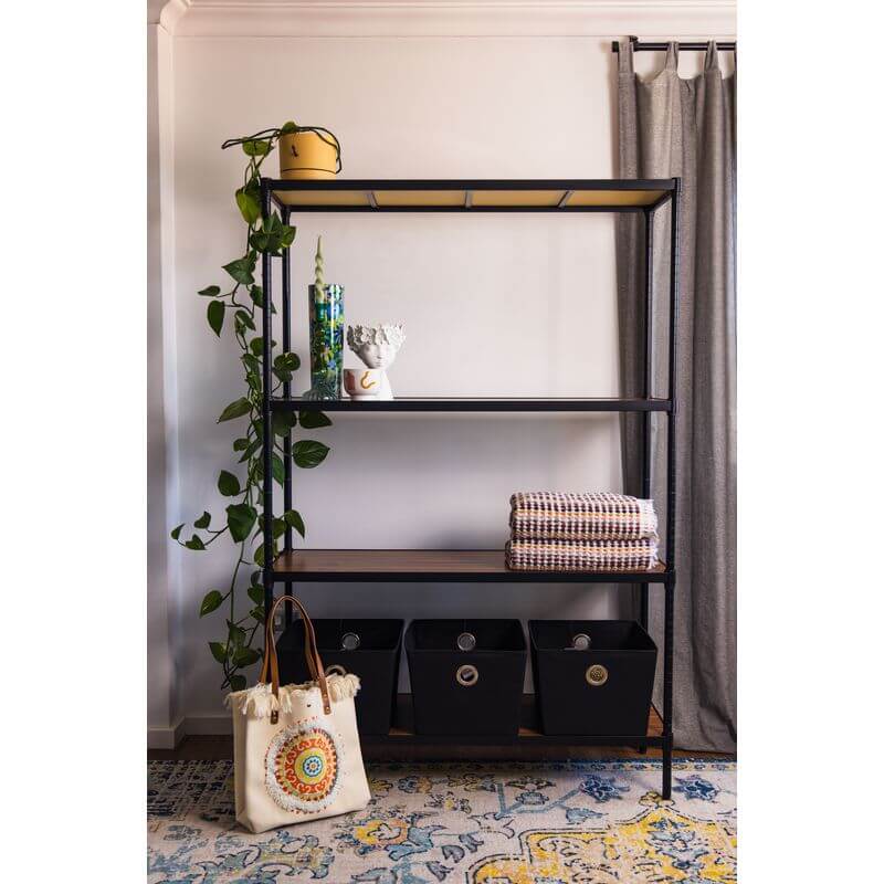 Onyx 4 Tier 120cm Wide Freestanding Shelving Unit Tall Black - HOME STORAGE - Shelves and Cabinets - Soko and Co