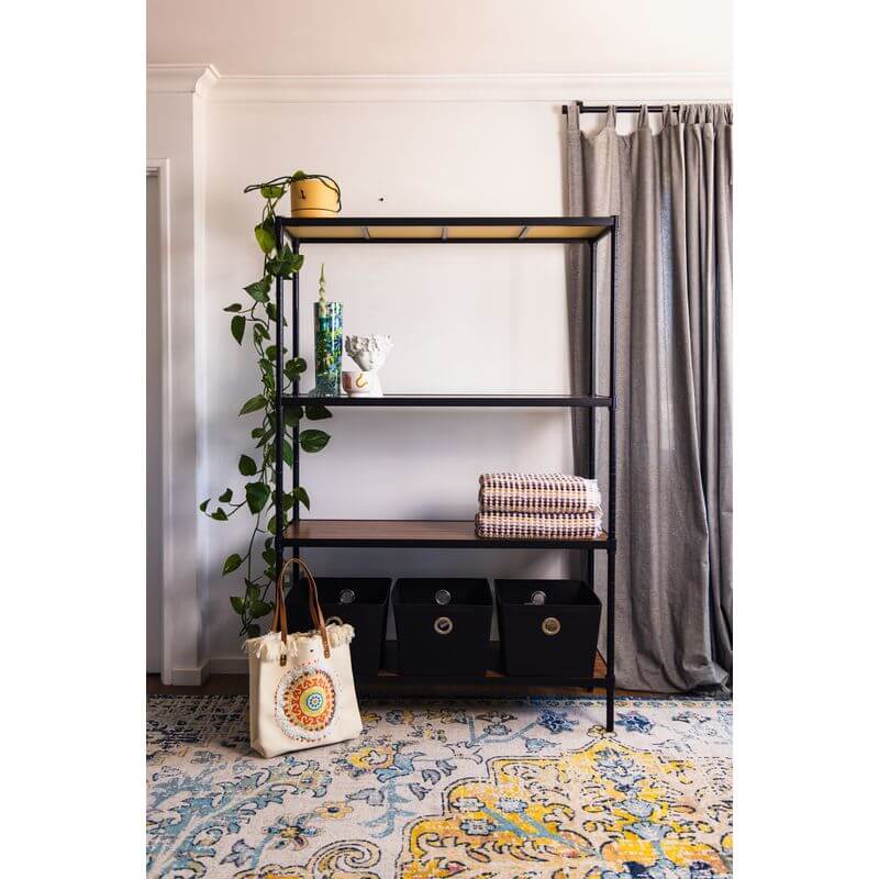 Onyx 4 Tier 120cm Wide Freestanding Shelving Unit Tall Black - HOME STORAGE - Shelves and Cabinets - Soko and Co