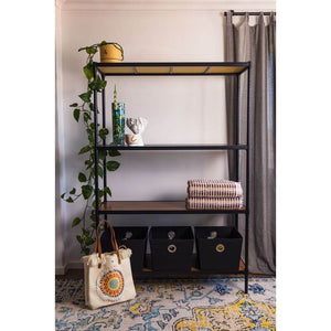 Onyx 4 Tier 120cm Wide Freestanding Shelving Unit Tall Black - HOME STORAGE - Shelves and Cabinets - Soko and Co