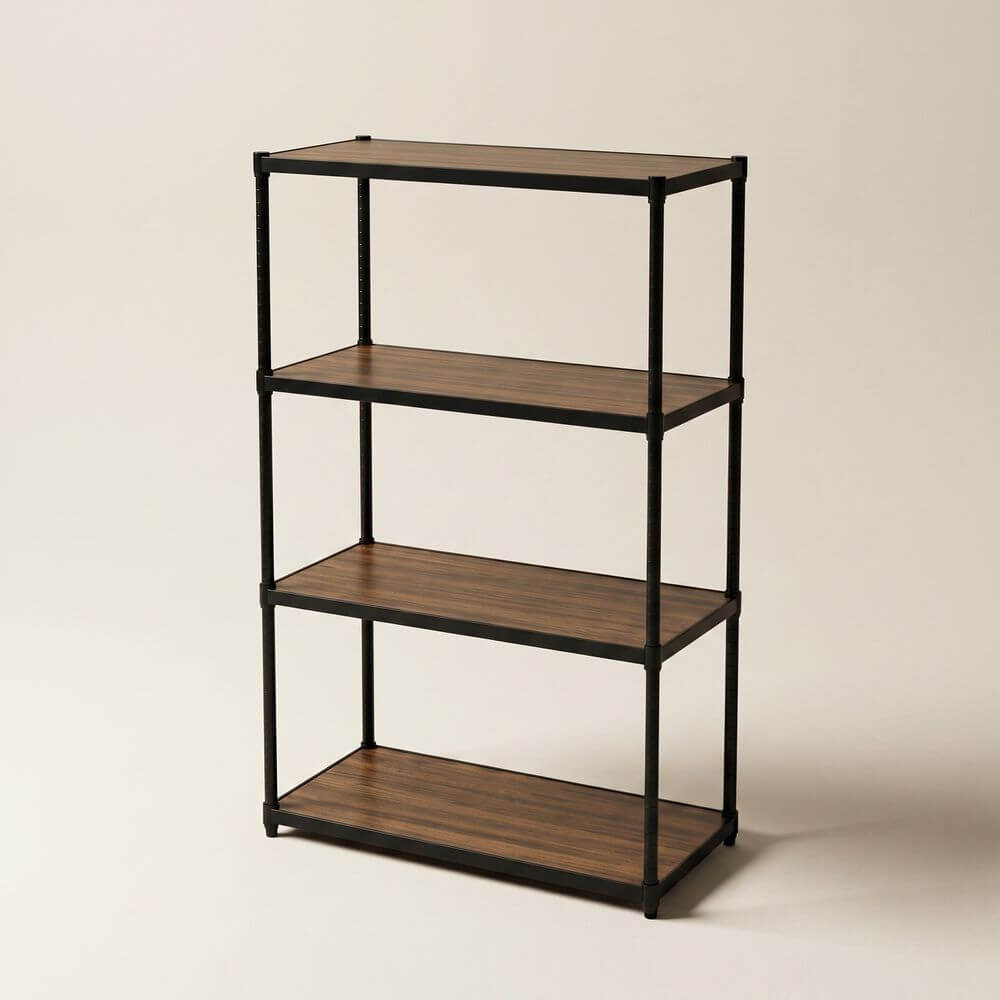 Onyx 4 Tier 120cm Wide Freestanding Shelving Unit Tall Black - HOME STORAGE - Shelves and Cabinets - Soko and Co