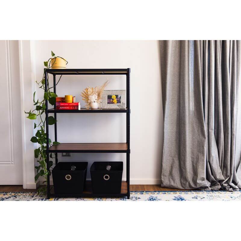 Onyx 4 Tier 90cm Wide Freestanding Shelving Unit Small Black - HOME STORAGE - Shelves and Cabinets - Soko and Co