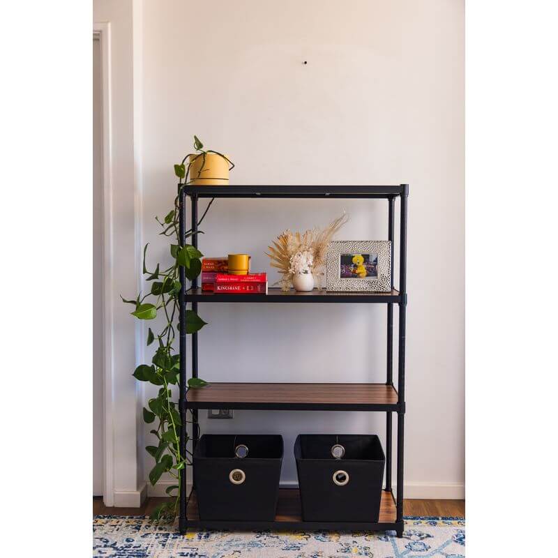 Onyx 4 Tier 90cm Wide Freestanding Shelving Unit Small Black - HOME STORAGE - Shelves and Cabinets - Soko and Co