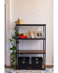 Onyx 4 Tier 90cm Wide Freestanding Shelving Unit Small Black - HOME STORAGE - Shelves and Cabinets - Soko and Co