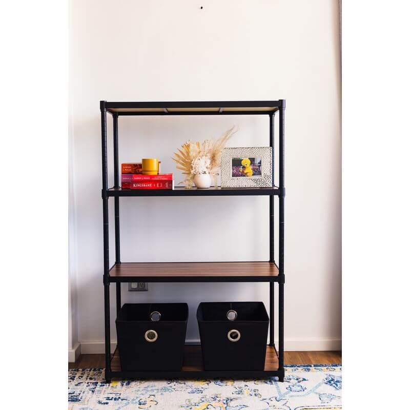 Onyx 4 Tier 90cm Wide Freestanding Shelving Unit Small Black - HOME STORAGE - Shelves and Cabinets - Soko and Co