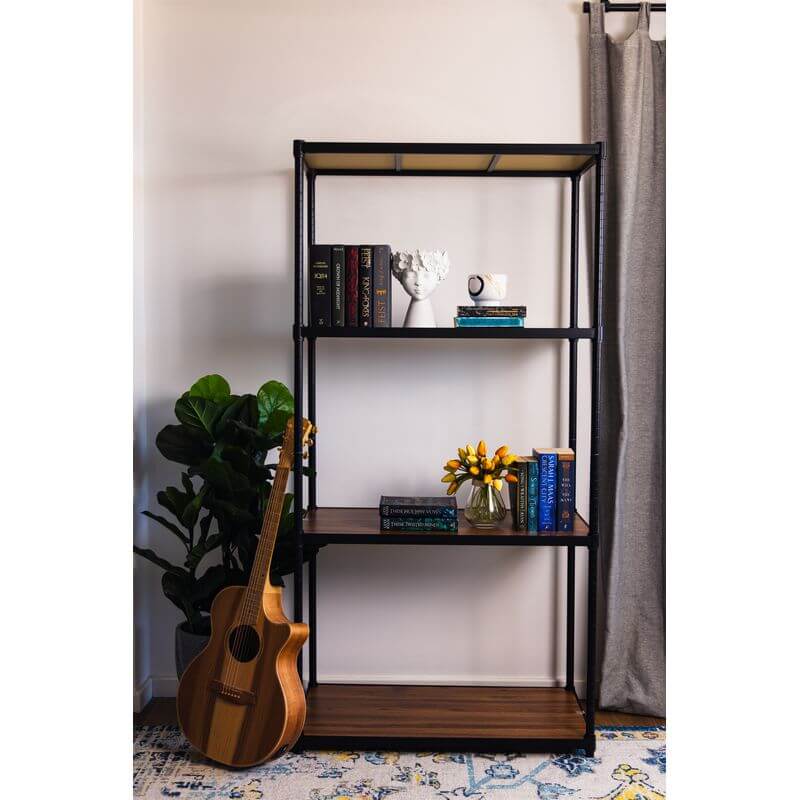 Onyx 4 Tier 90cm Wide Freestanding Shelving Unit Tall Black - HOME STORAGE - Shelves and Cabinets - Soko and Co