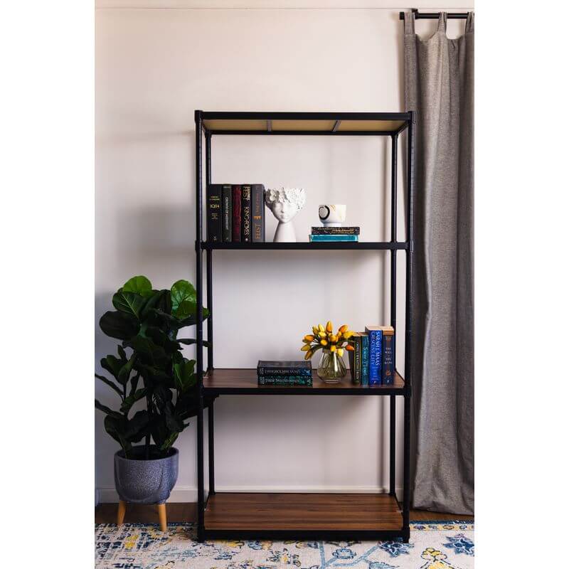 Onyx 4 Tier 90cm Wide Freestanding Shelving Unit Tall Black - HOME STORAGE - Shelves and Cabinets - Soko and Co