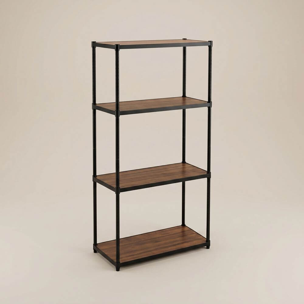 Onyx 4 Tier 90cm Wide Freestanding Shelving Unit Tall Black - HOME STORAGE - Shelves and Cabinets - Soko and Co