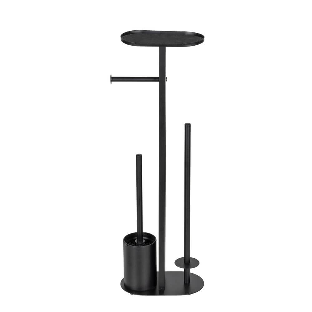 Orea Freestanding Toilet Brush &amp; Roll Holder Black - BATHROOM - Toilet Brushes - Soko and Co