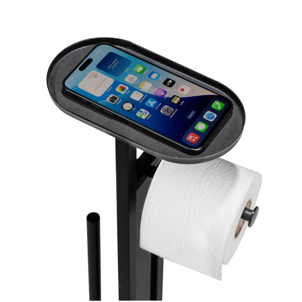 Orea Freestanding Toilet Brush &amp; Roll Holder Black - BATHROOM - Toilet Brushes - Soko and Co