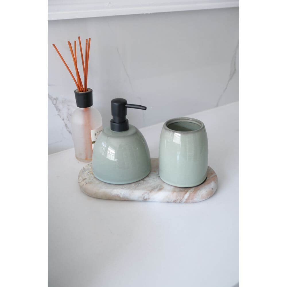 Osteto 3 Piece Ceramic Bathroom Accessories Set Seafoam - BATHROOM - Bathroom Accessory Sets - Soko and Co