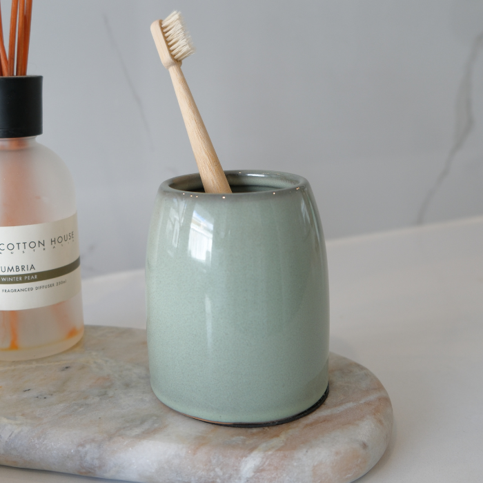 Osteto Ceramic Tumbler Seafoam - BATHROOM - Toothbrush Holders - Soko and Co
