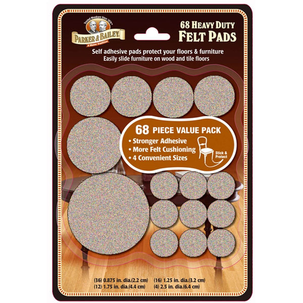Parker & Bailey Assorted Heavy Duty Felt Pads 68 Pack