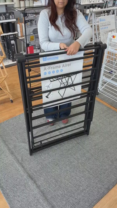 Video demonstration of Deluxe Aluminium A-Frame Clothes Airer Matte Black - Soko & Co - Australia-Wide Shipping