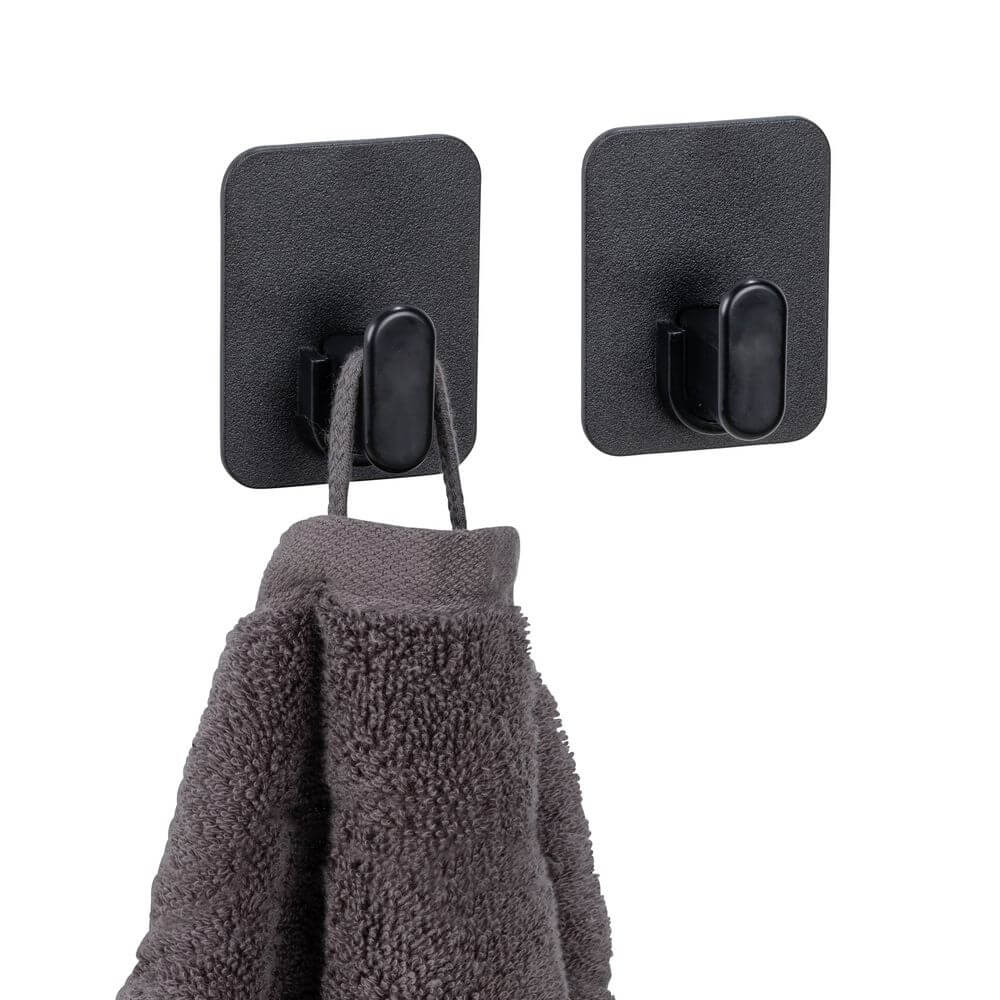 Prima Adhesive Wall Hooks Black 2 Pack - BATHROOM - Suction - Soko and Co