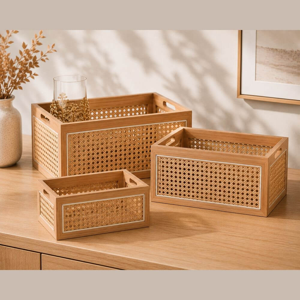 Rattan Storage Basket Large - HOME STORAGE - Baskets and Totes - Soko and Co