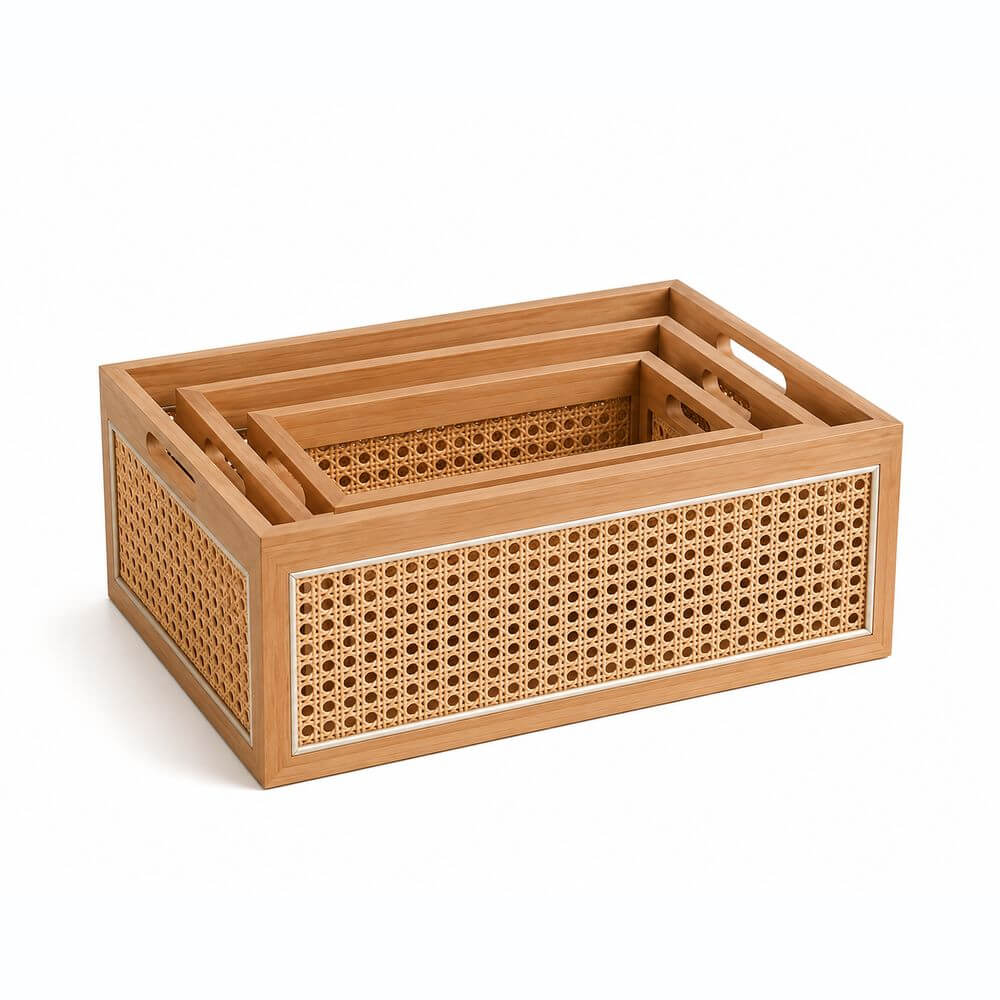 Rattan Storage Basket Set of 3 - HOME STORAGE - Baskets and Totes - Soko and Co