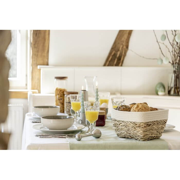 Rika Medium Rectangular Storage Basket White & Natural - HOME STORAGE - Baskets and Totes - Soko and Co