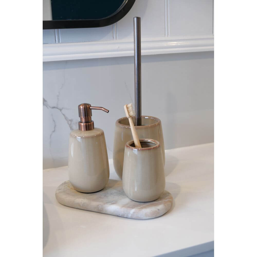 Sirmione Ceramic 3 Piece Bathroom Accessories Set Latte - BATHROOM - Bathroom Accessory Sets - Soko and Co