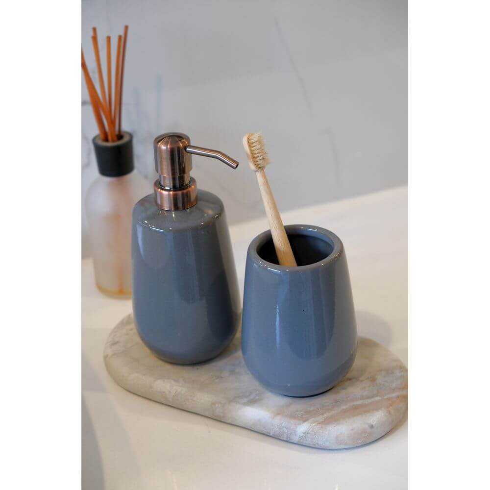 Sirmione Ceramic 3 Piece Bathroom Accessories Set Slate - BATHROOM - Bathroom Accessory Sets - Soko and Co
