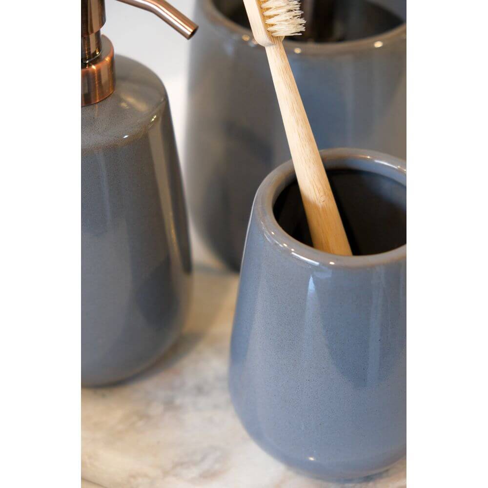 Sirmione Ceramic 3 Piece Bathroom Accessories Set Slate - BATHROOM - Bathroom Accessory Sets - Soko and Co