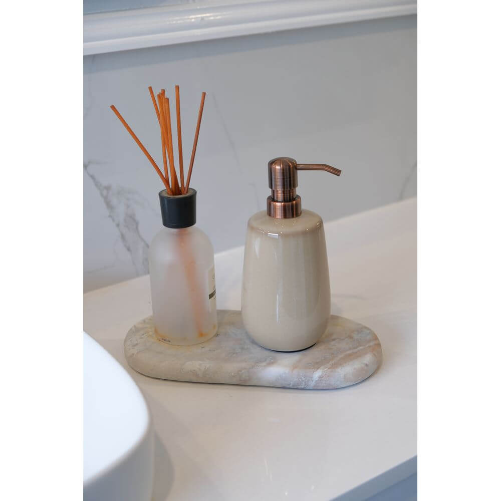 Sirmione Ceramic Soap Dispenser Latte - BATHROOM - Soap Dispensers and Trays - Soko and Co