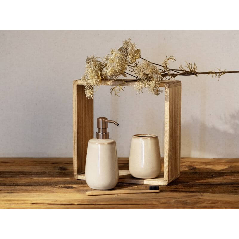 Sirmione Ceramic Soap Dispenser Latte - BATHROOM - Soap Dispensers and Trays - Soko and Co