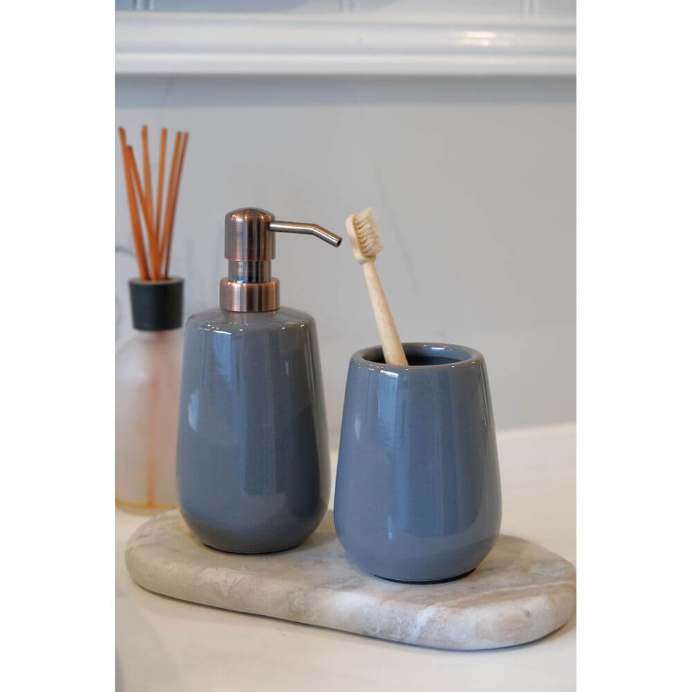 Sirmione Ceramic Soap Dispenser Slate - BATHROOM - Soap Dispensers and Trays - Soko and Co