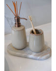 Sirmione Ceramic Tumbler Latte - BATHROOM - Toothbrush Holders - Soko and Co