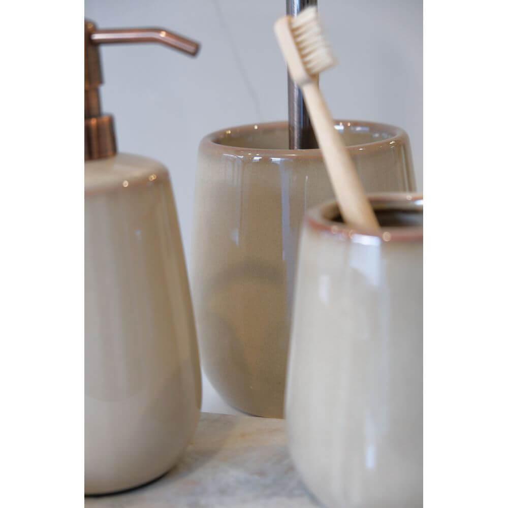 Sirmione Ceramic Tumbler Latte - BATHROOM - Toothbrush Holders - Soko and Co