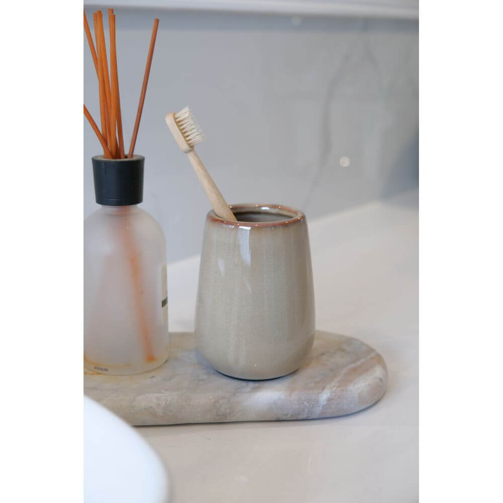 Sirmione Ceramic Tumbler Latte - BATHROOM - Toothbrush Holders - Soko and Co