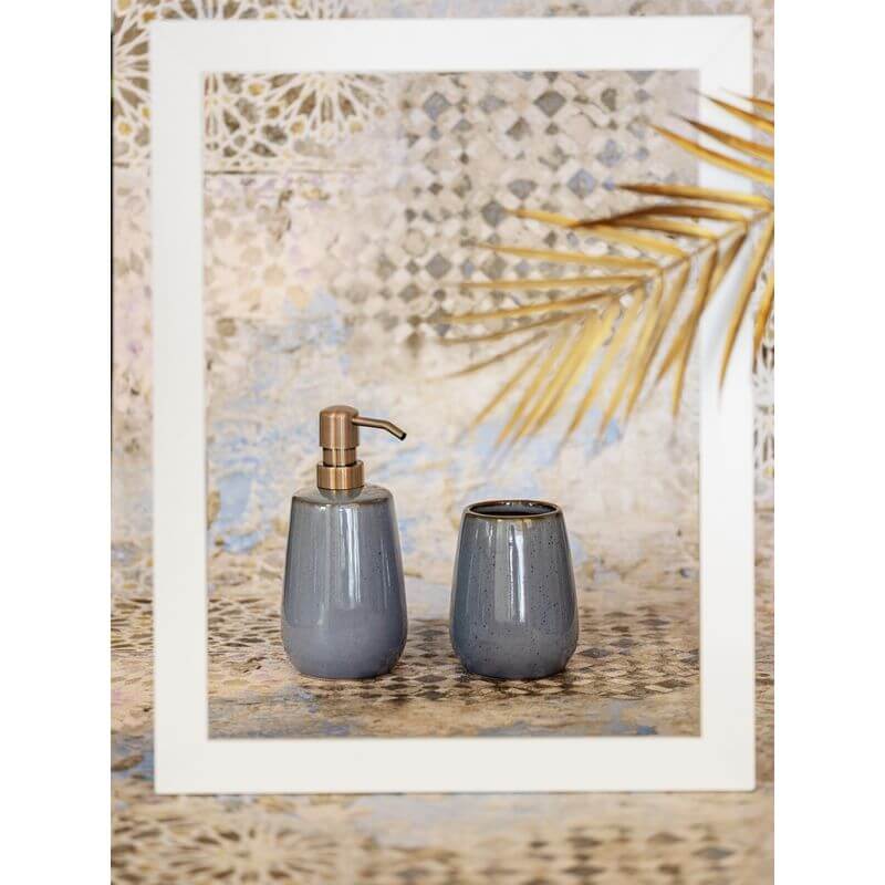 Sirmione Ceramic Tumbler Slate - BATHROOM - Toothbrush Holders - Soko and Co