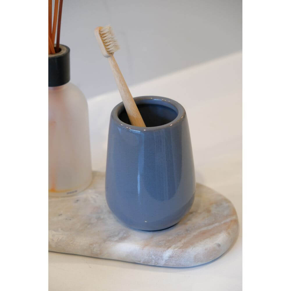 Sirmione Ceramic Tumbler Slate - BATHROOM - Toothbrush Holders - Soko and Co