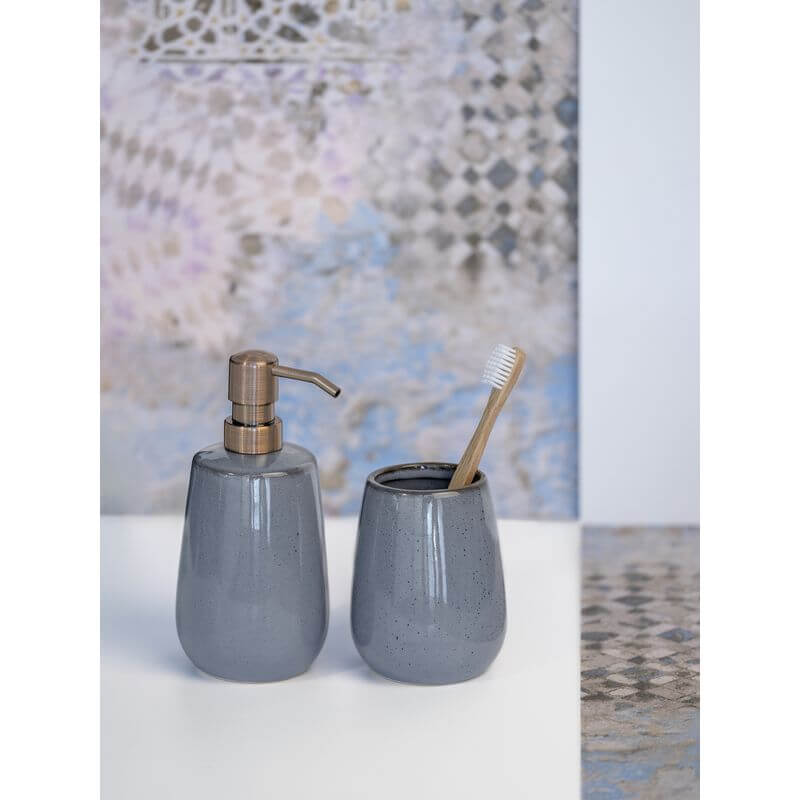 Sirmione Ceramic Tumbler Slate - BATHROOM - Toothbrush Holders - Soko and Co