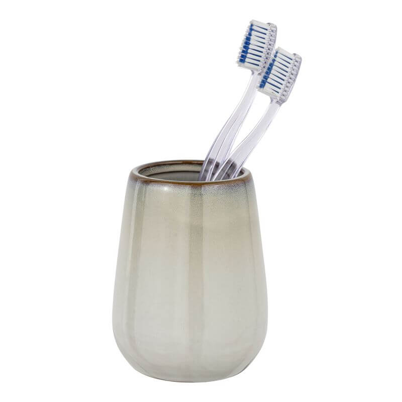 Sirmione Ceramic Tumbler Stone - BATHROOM - Toothbrush Holders - Soko and Co