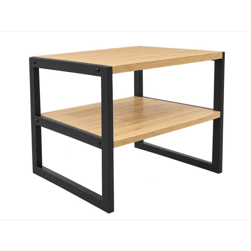 2 Tier Bamboo &amp; Black Shelf