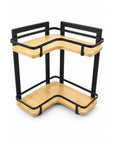 2 Tier Corner Bamboo & Black Shelf