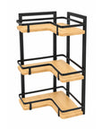 3 Tier Corner Bamboo & Black Shelf - KITCHEN - Shelves and Racks - Soko and Co