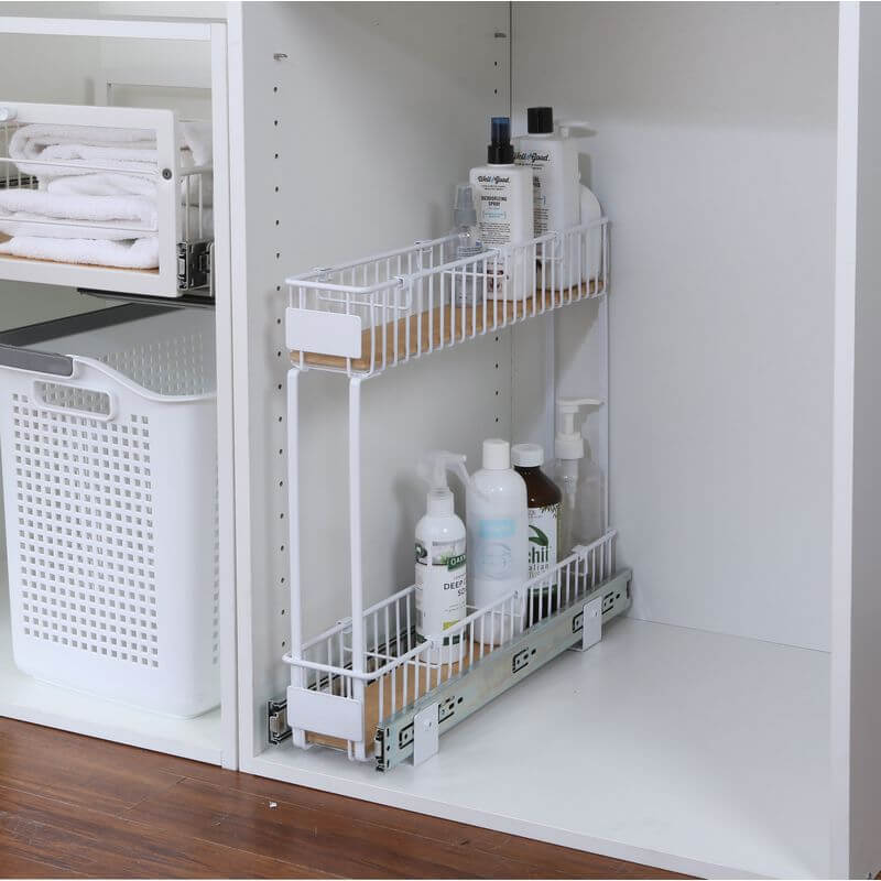 Small 2-Tier Pull Out Drawer White - KITCHEN - Shelves and Racks - Soko and Co