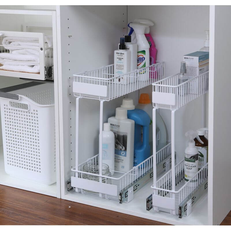 Small 2-Tier Pull Out Drawer White - KITCHEN - Shelves and Racks - Soko and Co