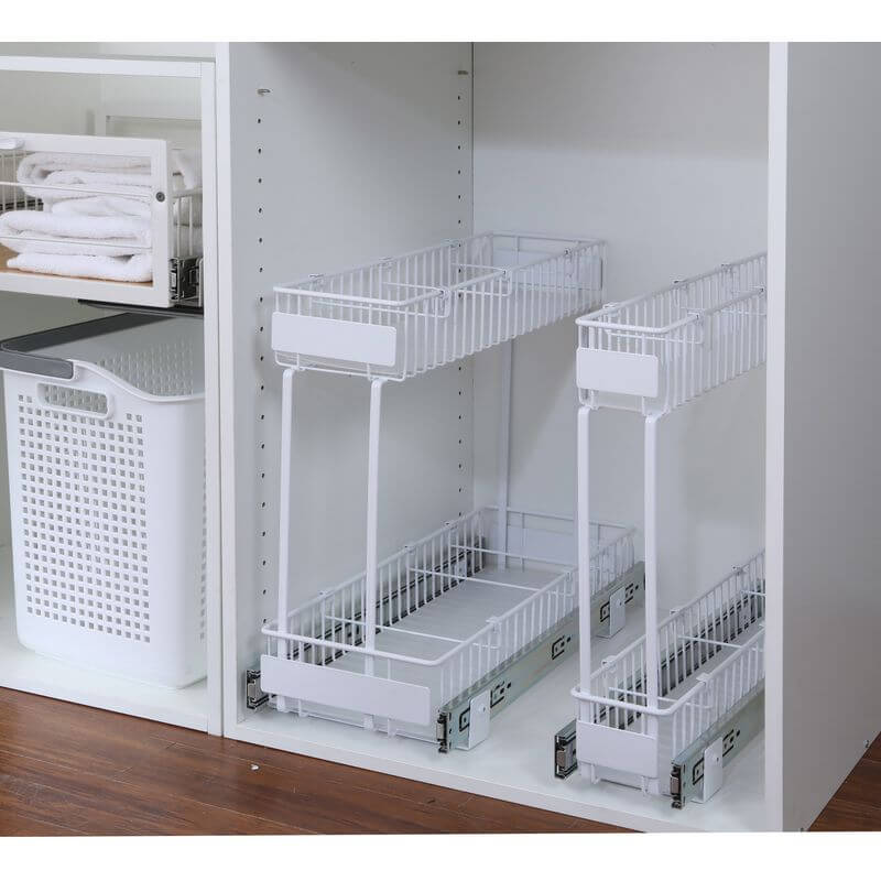 Small 2-Tier Pull Out Drawer White - KITCHEN - Shelves and Racks - Soko and Co