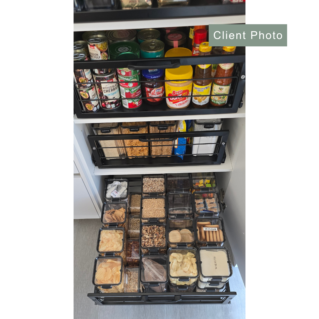 Medium Pull Out Pantry Drawer Black - KITCHEN - Shelves and Racks - Soko and Co